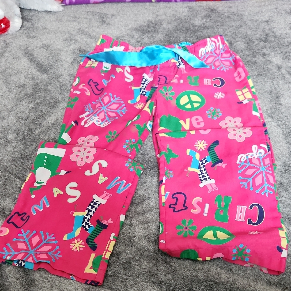 Old Navy Pink Kids Pajama Bottoms with Festive Prints
